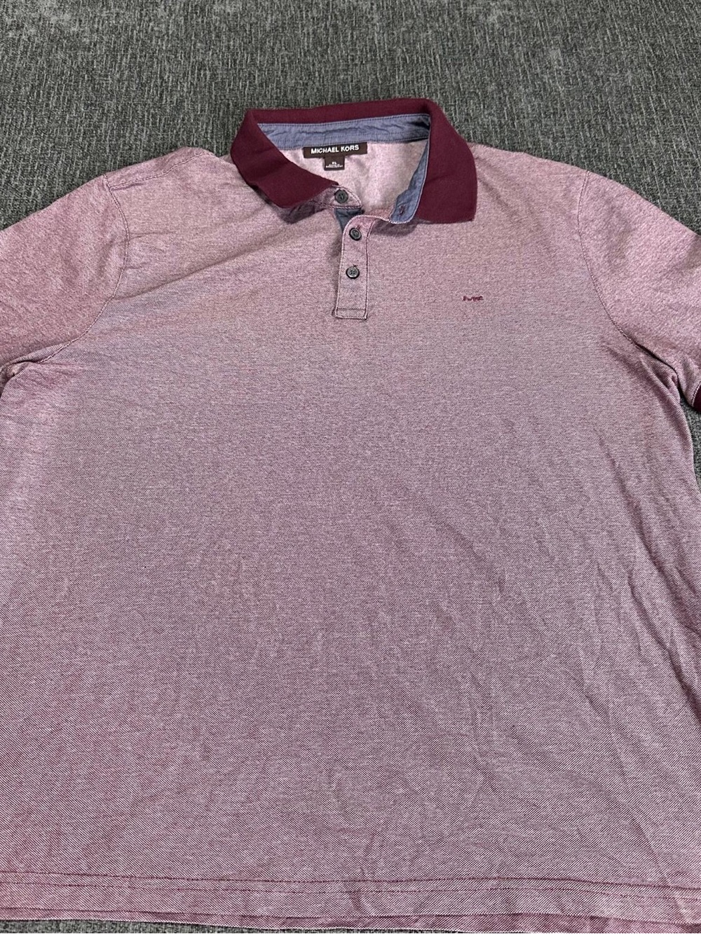 Michael Kors Polo Shirt Men's XL Short Sleeve Burgundy MK Logo Casual Holiday